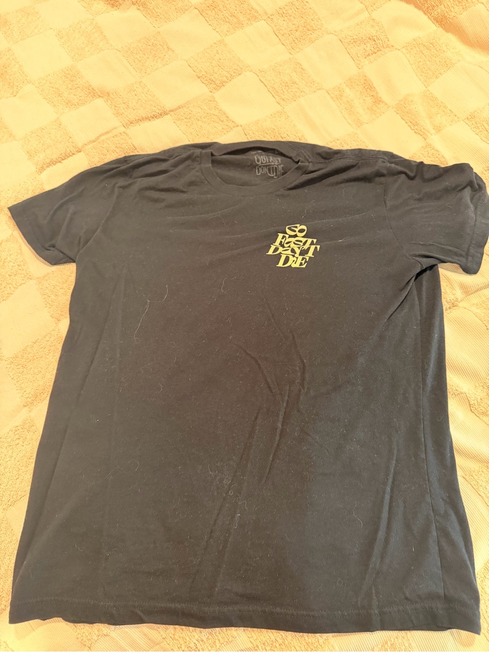 Go fast Dont die Black Graphic Tee with Yellow Logo - )